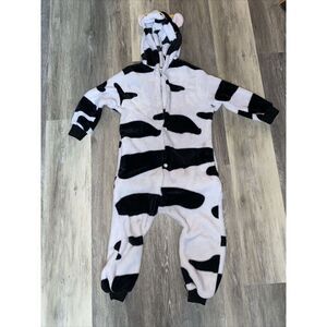 Cow Halloween Pajamas Costume Child Size: 4/6? White Hooded Cotton